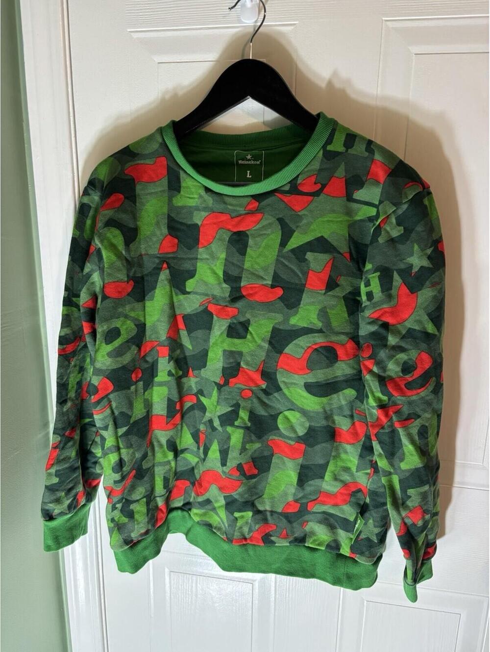 Heineken Men's Sweater Official Licensed Long Sleeve Abstract Pullover L